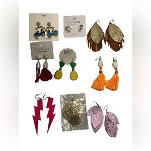 Lot Of 9 Women’s Earrings New Fashion Pura Vida Preppy Pineapple Hoop Dangle